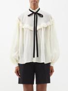 Blaz Milano - Frida Bow-neck Crinkled Cotton-blend Crepe Blouse - Womens - White