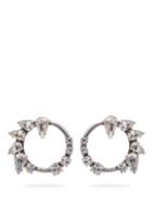 Matchesfashion.com Saint Laurent - Crystal Embellished Hoop Drop Earrings - Womens - Silver