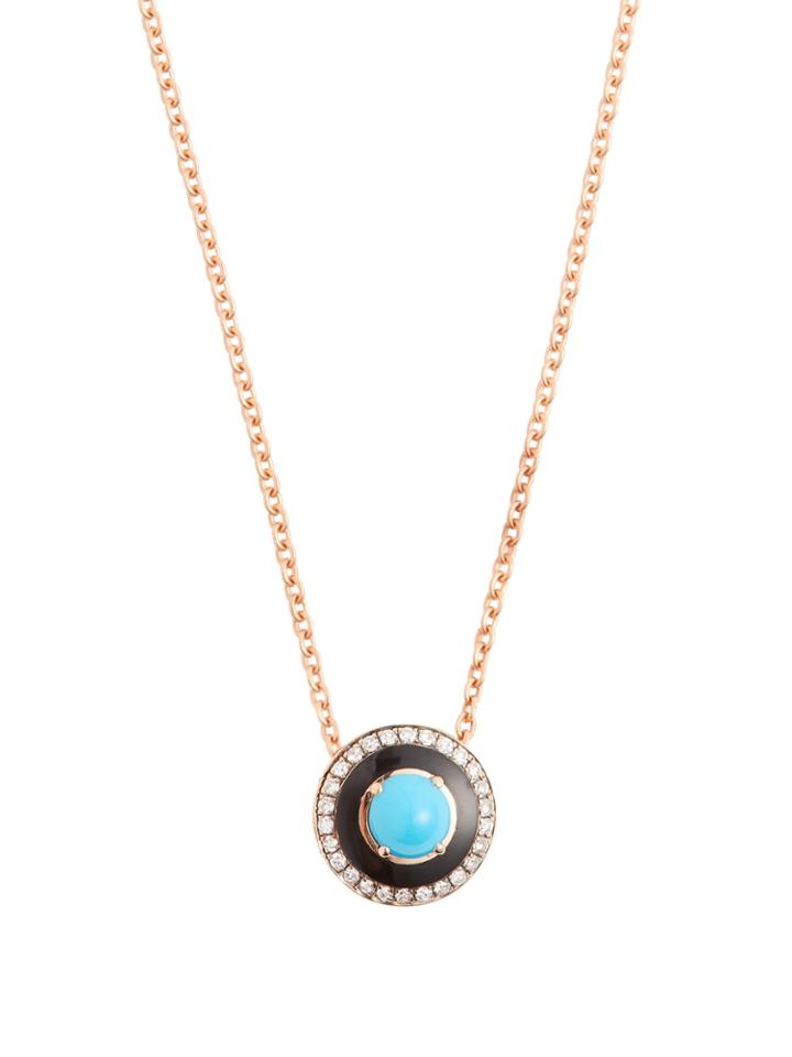 Selim Mouzannar Diamond, Turquoise & Pink-gold Mina Necklace