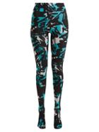 Matchesfashion.com Burberry - Graffiti Print Footed Leggings - Womens - Blue Multi