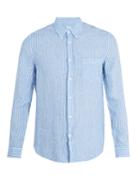 120 Lino Patch-pocket Striped Linen Shirt