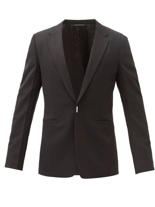 Mens Rtw Givenchy - Logo-engraved Plaque Wool-blend Jacket - Mens - Black
