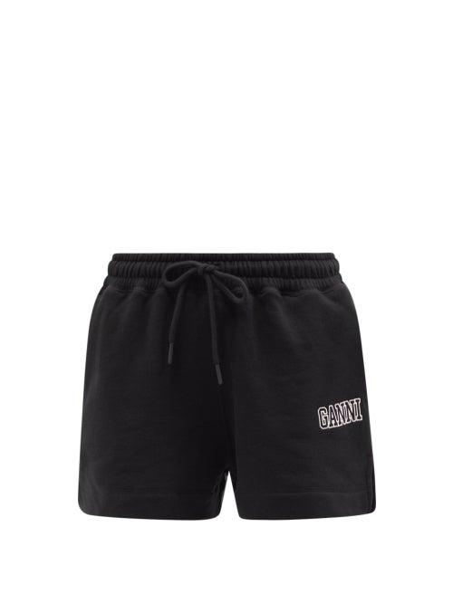 Ladies Rtw Ganni - Software Cotton-blend Jersey Shorts - Womens - Black