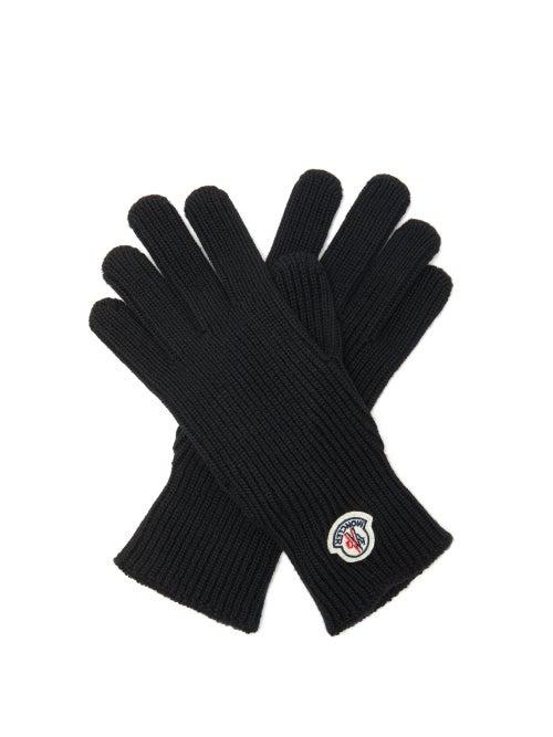 Matchesfashion.com Moncler - Logo-patch Rib-knitted Wool Gloves - Mens - Black