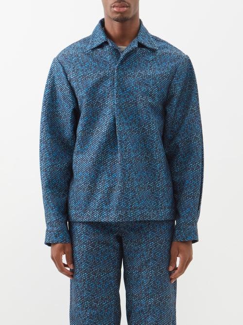 Bianca Saunders - Cena Technical-twill Shirt - Mens - Blue Multi