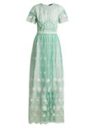 Matchesfashion.com Burberry - Round Neck Embroidered Tulle Dress - Womens - Light Green