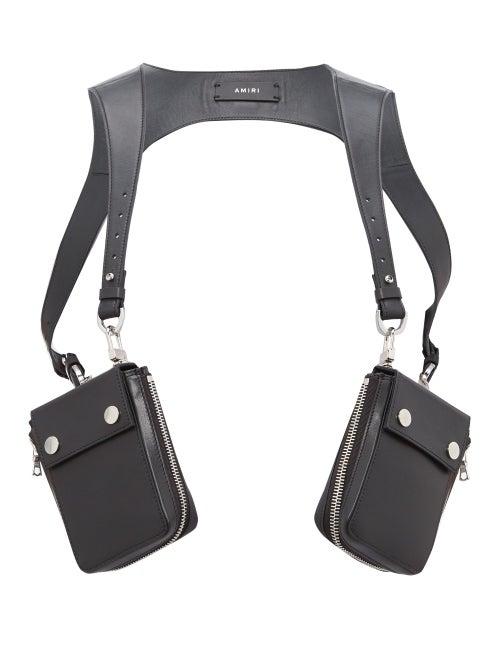 Matchesfashion.com Amiri - Zipped-pouch Leather Harness - Mens - Black