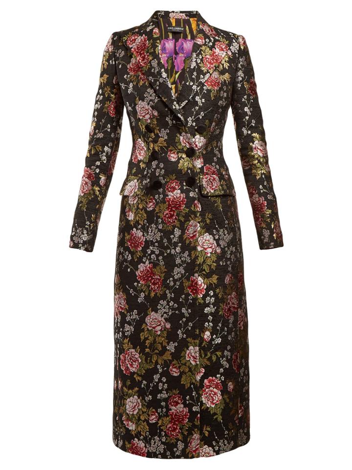 Dolce & Gabbana Floral-jacquard Long Coat