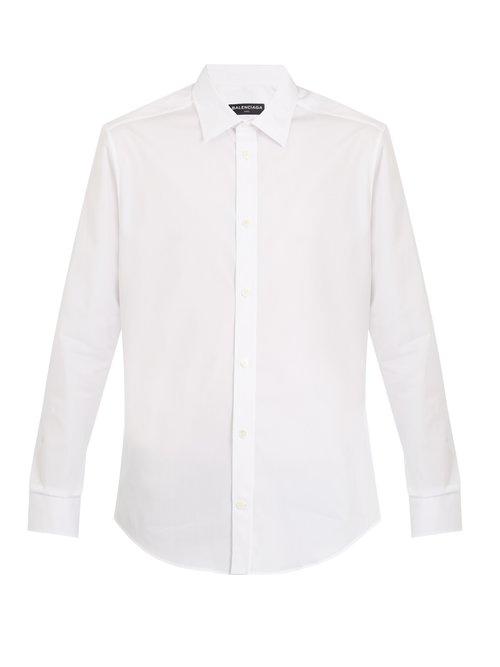Matchesfashion.com Balenciaga - Point Collar Single Cuff Cotton Shirt - Mens - White