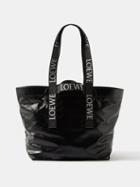 Loewe - Fold Logo-strap Leather Tote Bag - Womens - Black