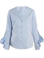 Palmer/harding V-neck Striped Cotton Shirt