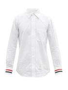 Mens Rtw Thom Browne - Tricolour-cuff Cotton-oxford Shirt - Mens - White