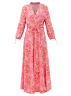Matchesfashion.com Melissa Odabash - Gabby Floral-print Poplin Wrap Dress - Womens - Red