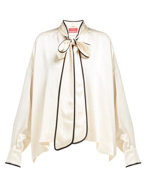 Matchesfashion.com F.r.s - For Restless Sleepers - Pussy Bow Crepe Blouse - Womens - Cream