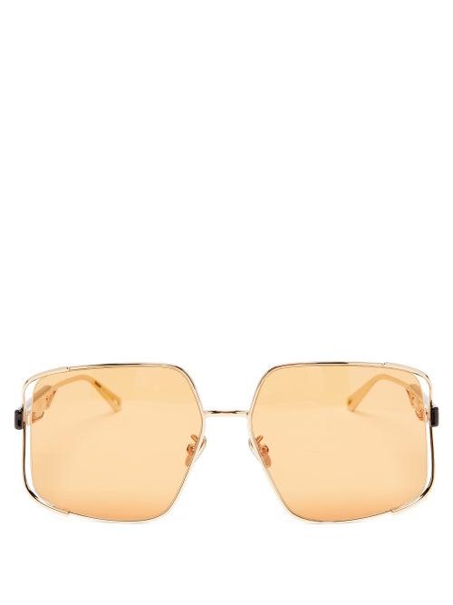 Ladies Accessories Dior - Archidior Square Metal Sunglasses - Womens - Brown Gold