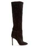 Matchesfashion.com Saint Laurent - Mica Whipstitched Knee High Suede Boots - Womens - Black