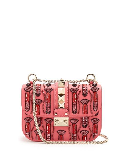 Matchesfashion.com Valentino - X Zandra Rhodes Lock Small Leather Shoulder Bag - Womens - Pink Multi