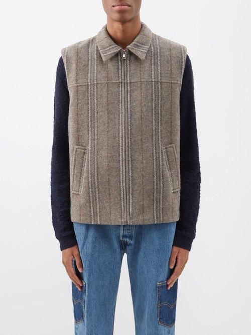 Maryam Nassir Zadeh - Odeon Striped Wool Gilet - Mens - Brown