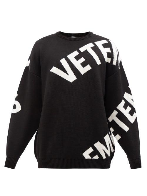 Vetements - Logo-jacquard Merino Sweater - Mens - Black