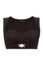 Matchesfashion.com Versace - Medusa-plaque Gathered Bralette Cropped Top - Womens - Black
