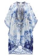 Matchesfashion.com Camilla - High Tea-print Silk Crepe De Chine Kaftan Dress - Womens - Blue Print