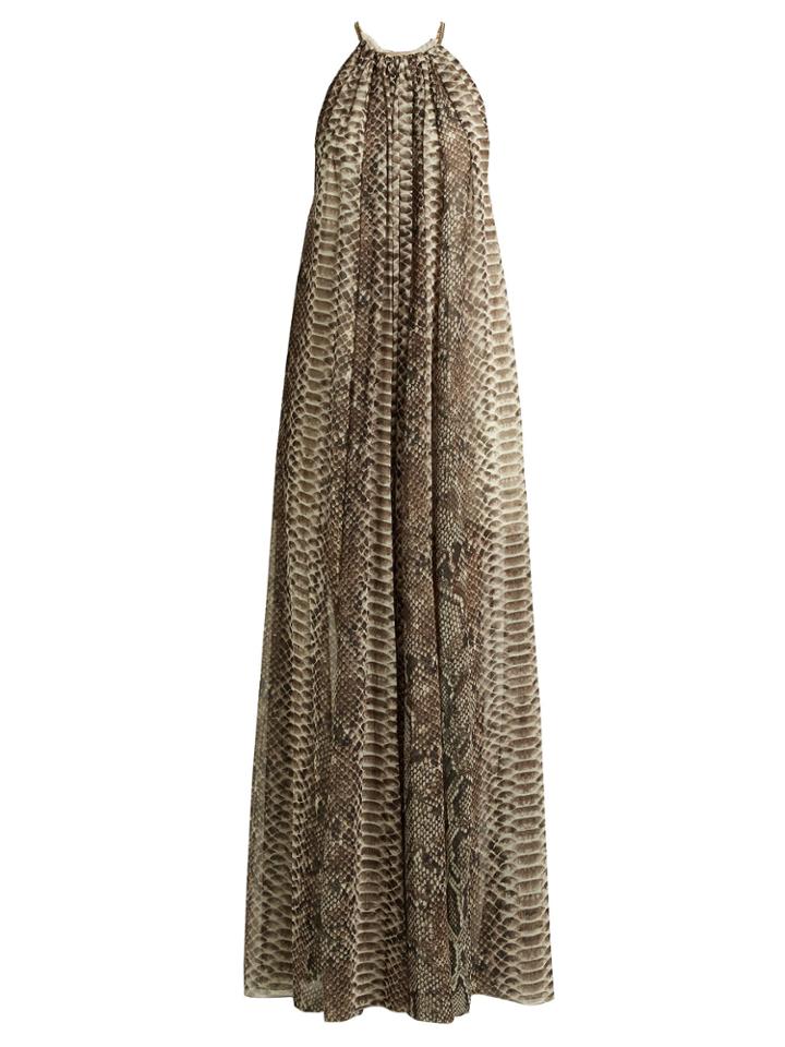 Elie Saab Python Print Chiffon Halterneck Gown