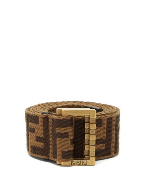 Matchesfashion.com Fendi - Ff Logo Jacquard Belt - Mens - Brown
