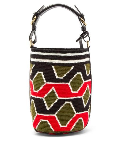 Colville - Wayuu Geometric-weave Cotton Bucket Bag - Womens - Khaki Multi