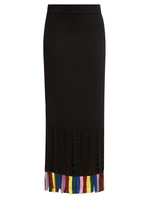 Matchesfashion.com Staud - Garage Tassel Trim Stretch Knit Skirt - Womens - Black Multi