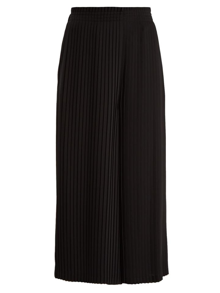 Mm6 Maison Margiela Knife-pleated Wide-leg Cropped Cady Trousers