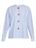 Jw Anderson Bow-embellished Striped Cotton Shirt