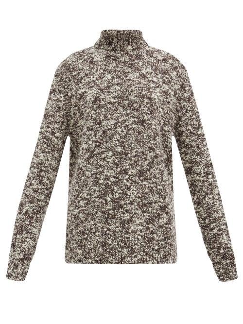 Matchesfashion.com Joseph - Granite Roll-neck Merino-blend Sweater - Womens - Black Multi