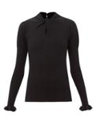 Erdem - Bea High-neck Ribbed Merino-blend Sweater - Womens - Black