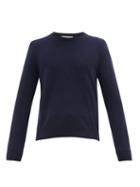 Matchesfashion.com Gucci - Gg Embroidered Crew Neck Wool-blend Sweater - Mens - Navy