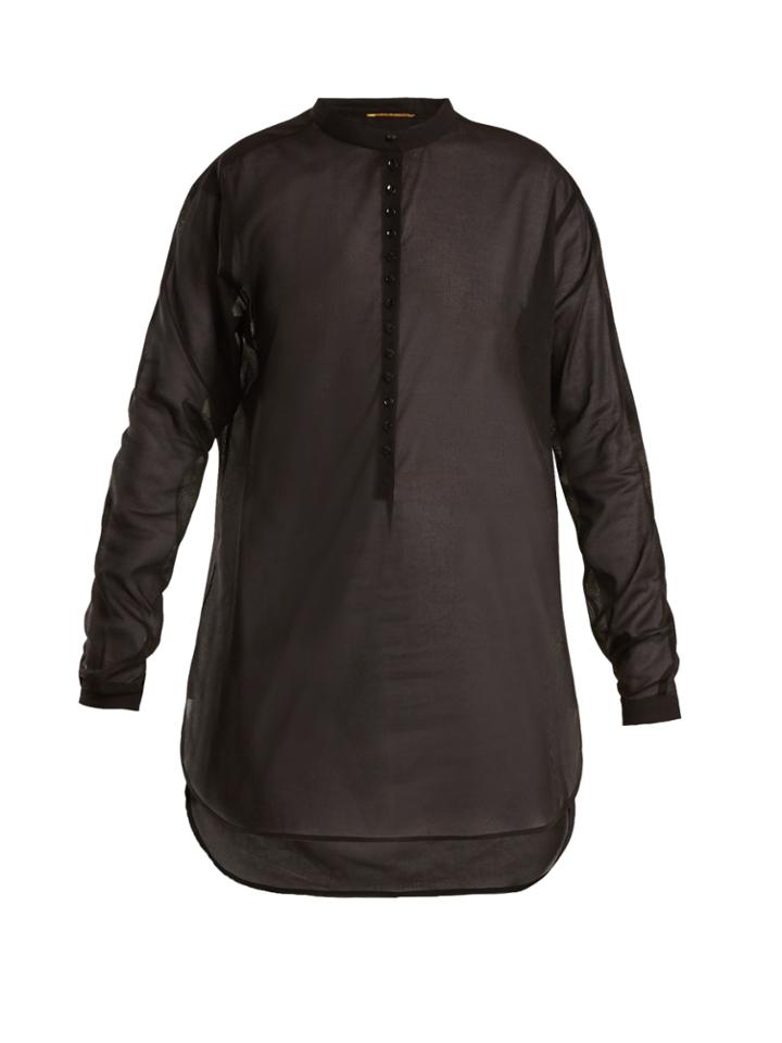 Saint Laurent Stand-collar Cotton-voile Shirt
