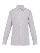 Matchesfashion.com Dunhill - Striped Cotton Poplin Shirt - Mens - Grey