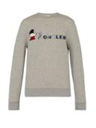 Matchesfashion.com Moncler - Logo Appliqu Loop Back Cotton Sweatshirt - Mens - Grey