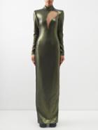 David Koma - High-neck Cutout Sequinned Gown - Womens - Green