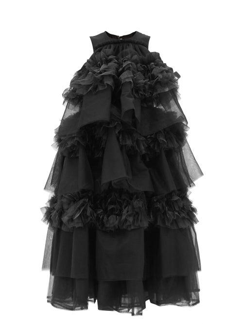 Noir Kei Ninomiya - Tiered Ruffled Tulle Dress - Womens - Black