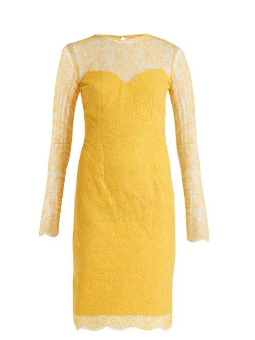 Matchesfashion.com Emilio De La Morena - Julietta Lace And Silk Blend Dress - Womens - Yellow