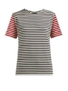Matchesfashion.com Myar - Contrast Sleeve Breton Stripe Cotton T Shirt - Womens - Red Multi