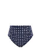 Matchesfashion.com Self-portrait - High-rise Printed Bikini Briefs - Womens - Navy White