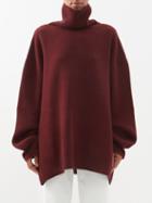 Raey - Responsible Wool Displaced-sleeve Roll-neck Jumper - Womens - Burgundy