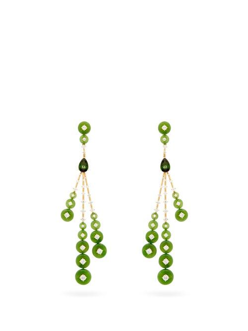 Matchesfashion.com Fernando Jorge - Rocket Diamond, Jade & 18kt Gold Earrings - Womens - Green
