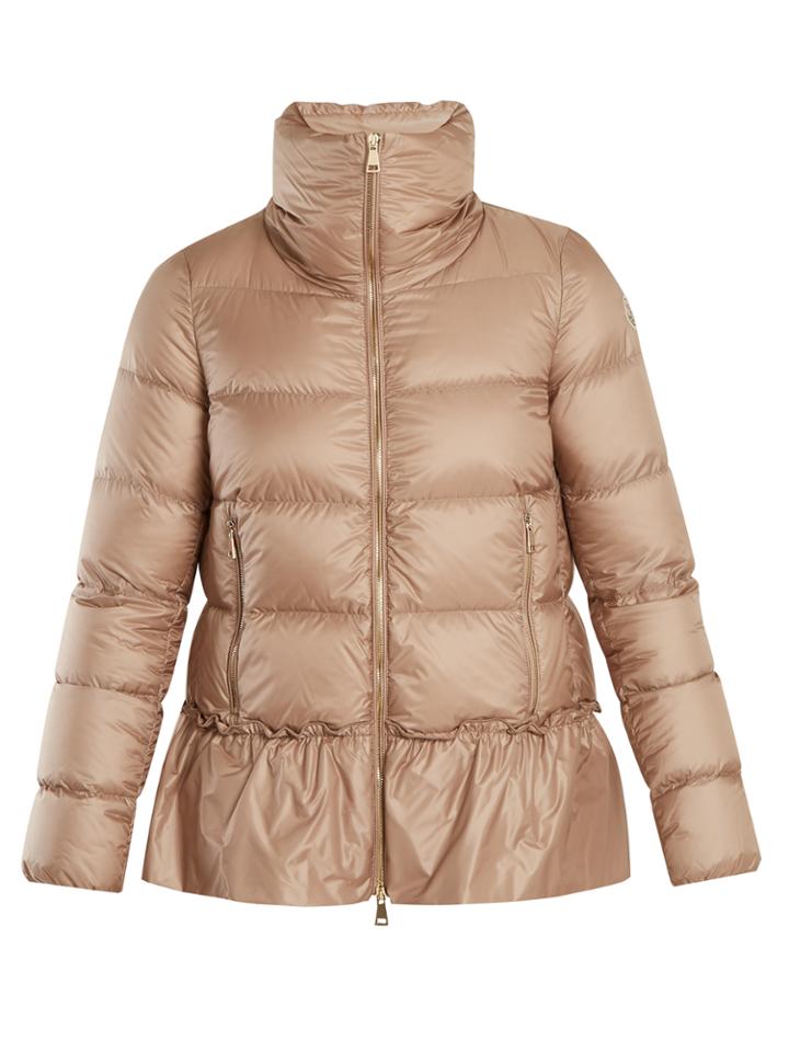 Moncler Anet Ruffled-hem Quilted Down Coat