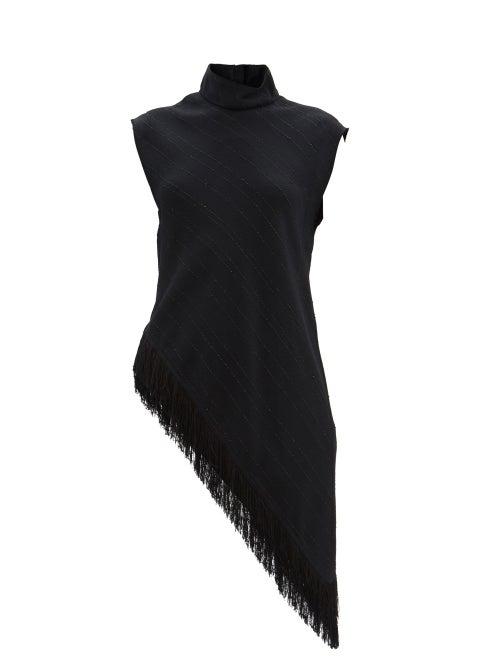 Proenza Schouler - Asymmetric Fringed Jacquard Tank - Womens - Black