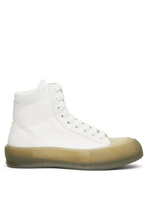 Alexander Mcqueen - Deck Plimsoll Leather High-top Trainers - Mens - White
