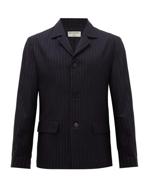Matchesfashion.com Ditions M.r - Minimal Single-breasted Pinstriped Crepe Blazer - Mens - Navy Multi
