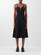 Proenza Schouler White Label - Zip-front Cotton-blend Midi Dress - Womens - Black