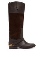 Matchesfashion.com Golden Goose Deluxe Brand - Charlye Leather And Suede Knee High Boots - Womens - Dark Brown